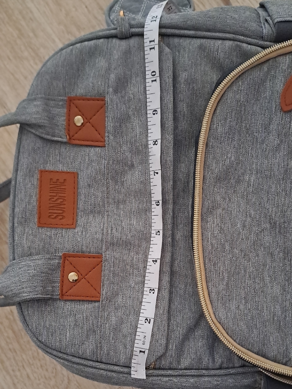 SUNSHINE Gray Baby Backpack with Tan Accents - Picture 13 of 13